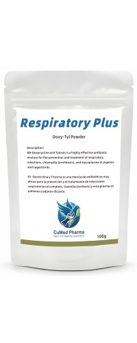 CuMed Pharma - Respiratory Plus 100g - Doxy-Tyl - Ornithosis - Respiratory tract - Racing Pigeons