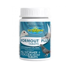 Vetafarm - Pigeon Wormout Plus 100 Tablets - Wormer and Coccidiostat - Racing Pigeons